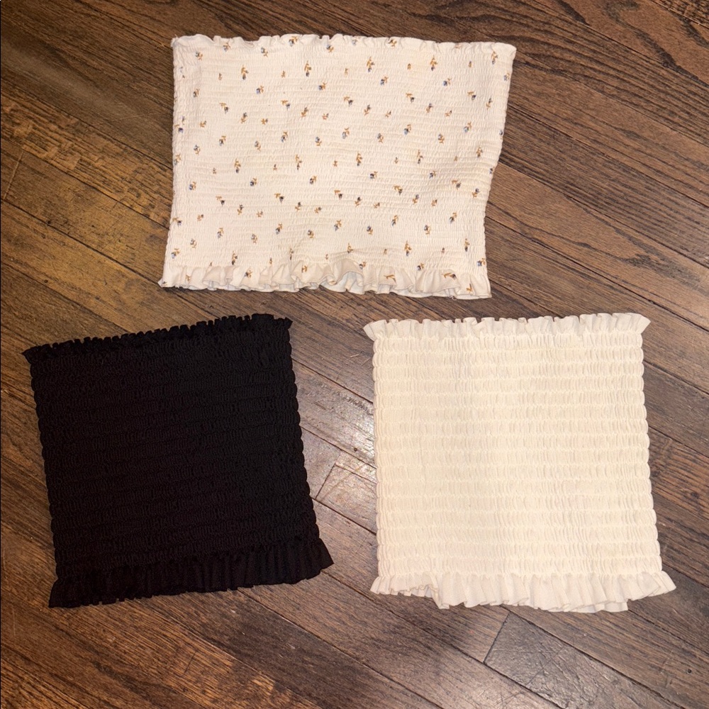 Black and White Smocked Tube Tops